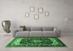 Machine Washable Persian Emerald Green Traditional Area Rugs in a Living Room,, wshtr186emgrn