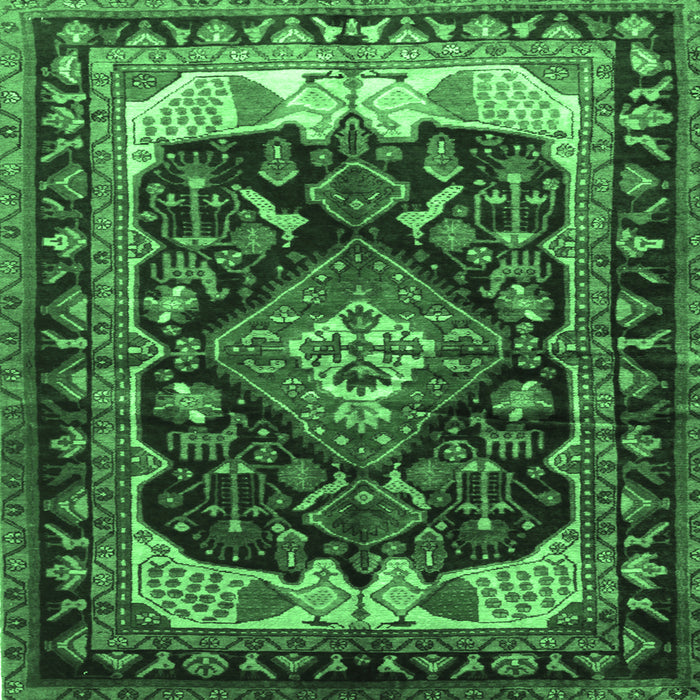 Square Persian Emerald Green Traditional Rug, tr186emgrn