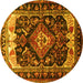 Round Persian Yellow Traditional Rug, tr186yw