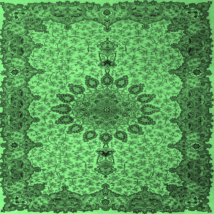 Square Machine Washable Persian Emerald Green Traditional Area Rugs, wshtr1870emgrn