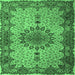 Square Machine Washable Persian Emerald Green Traditional Area Rugs, wshtr1870emgrn