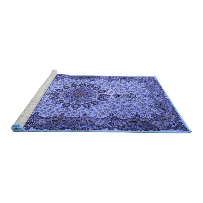 Sideview of Machine Washable Persian Blue Traditional Rug, wshtr1870blu
