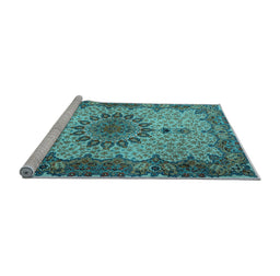 Sideview of Machine Washable Persian Light Blue Traditional Rug, wshtr1870lblu