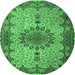 Round Persian Emerald Green Traditional Rug, tr1870emgrn