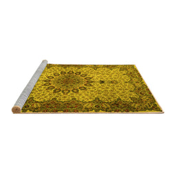 Sideview of Machine Washable Persian Yellow Traditional Rug, wshtr1870yw