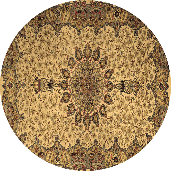 Round Machine Washable Persian Brown Traditional Rug, wshtr1870brn
