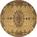 Round Machine Washable Persian Brown Traditional Rug, wshtr1870brn