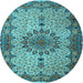 Round Machine Washable Persian Light Blue Traditional Rug, wshtr1870lblu