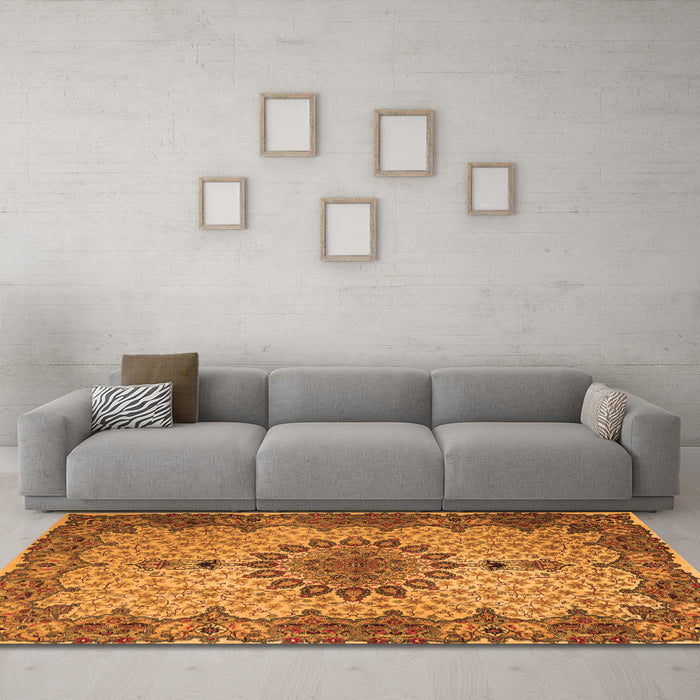 Machine Washable Persian Orange Traditional Area Rugs in a Living Room, wshtr1870org