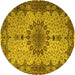 Round Machine Washable Persian Yellow Traditional Rug, wshtr1870yw