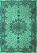 Machine Washable Persian Turquoise Traditional Area Rugs, wshtr1870turq