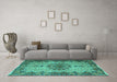 Machine Washable Persian Turquoise Traditional Area Rugs in a Living Room,, wshtr1870turq