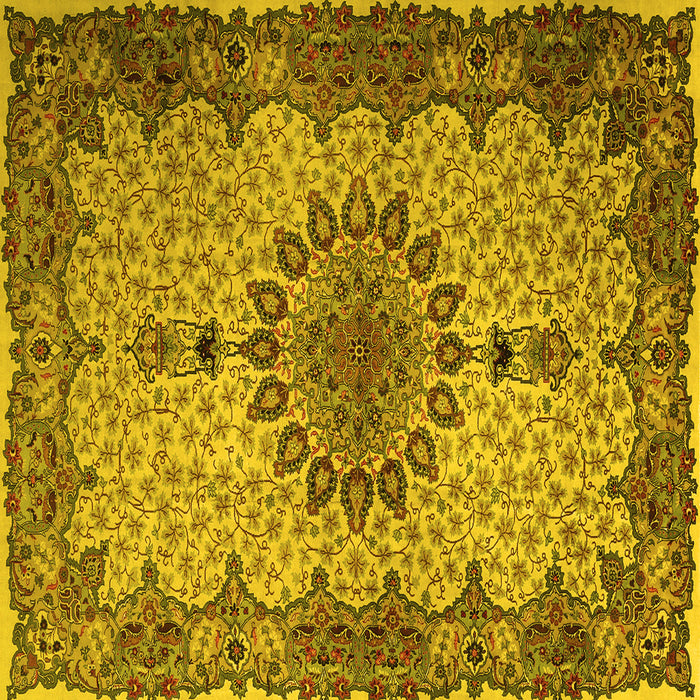 Square Machine Washable Persian Yellow Traditional Rug, wshtr1870yw