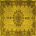 Square Machine Washable Persian Yellow Traditional Rug, wshtr1870yw