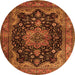 Machine Washable Persian Orange Traditional Area Rugs, wshtr1871org