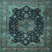 Square Machine Washable Persian Light Blue Traditional Rug, wshtr1871lblu