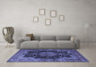 Machine Washable Persian Blue Traditional Rug in a Living Room, wshtr1871blu