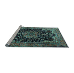 Sideview of Machine Washable Persian Light Blue Traditional Rug, wshtr1871lblu