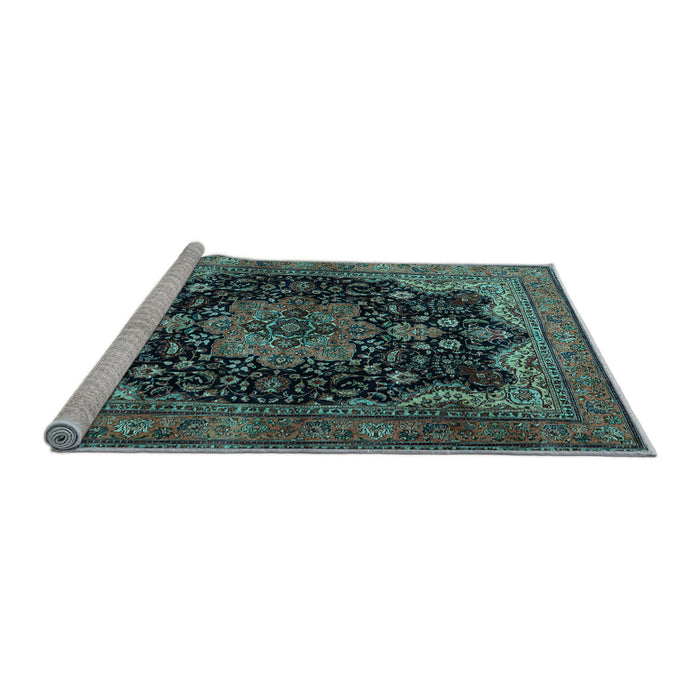 Sideview of Machine Washable Persian Light Blue Traditional Rug, wshtr1871lblu