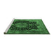 Sideview of Machine Washable Persian Emerald Green Traditional Area Rugs, wshtr1871emgrn