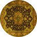 Round Persian Yellow Traditional Rug, tr1871yw