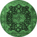 Round Persian Emerald Green Traditional Rug, tr1871emgrn