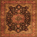 Round Machine Washable Persian Orange Traditional Area Rugs, wshtr1871org