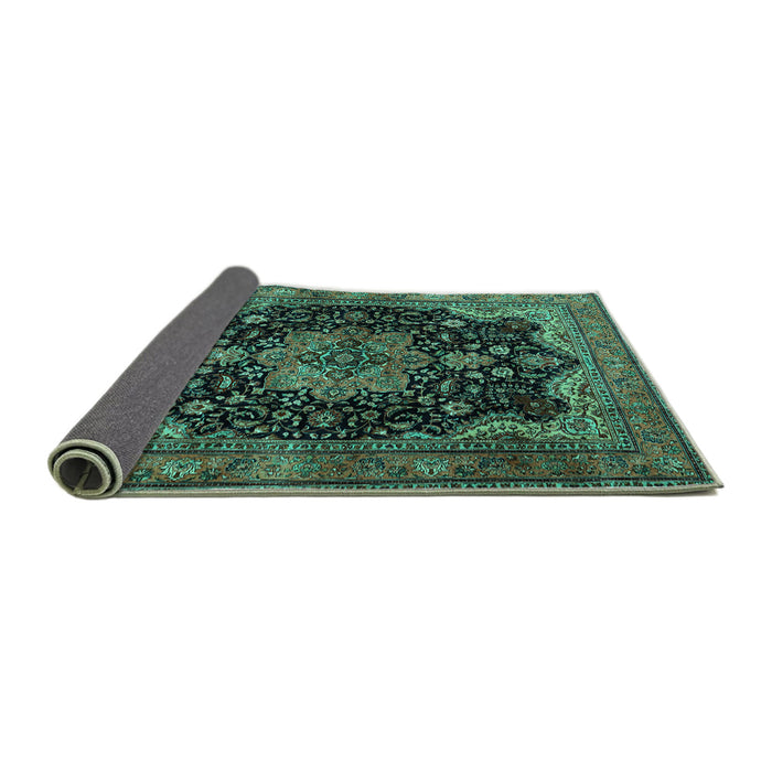 Sideview of Persian Turquoise Traditional Rug, tr1871turq