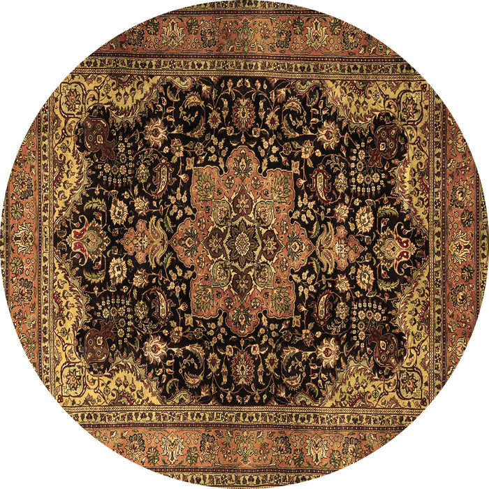 Round Persian Brown Traditional Rug, tr1871brn