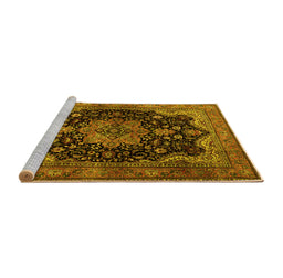 Sideview of Machine Washable Persian Yellow Traditional Rug, wshtr1871yw