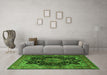 Machine Washable Persian Green Traditional Area Rugs in a Living Room,, wshtr1871grn