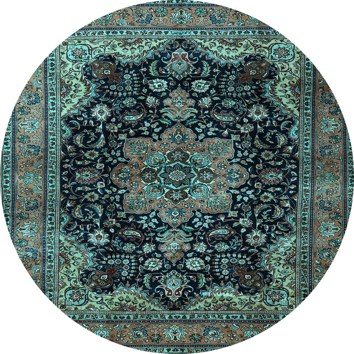 Round Persian Light Blue Traditional Rug, tr1871lblu
