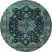 Round Persian Light Blue Traditional Rug, tr1871lblu