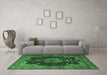 Machine Washable Persian Emerald Green Traditional Area Rugs in a Living Room,, wshtr1871emgrn