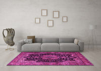 Machine Washable Persian Pink Traditional Rug, wshtr1871pnk