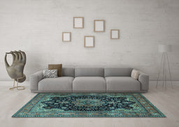 Machine Washable Persian Light Blue Traditional Rug in a Living Room, wshtr1871lblu