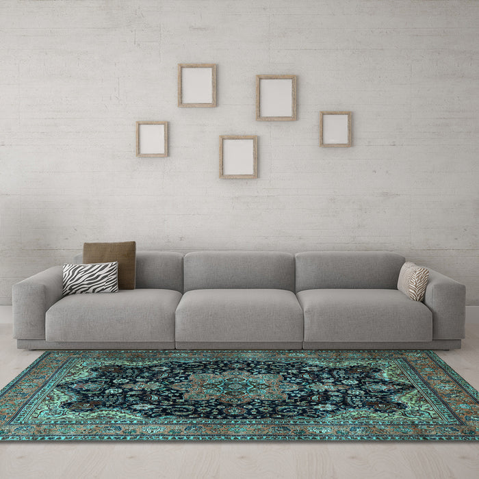 Machine Washable Persian Light Blue Traditional Rug in a Living Room, wshtr1871lblu