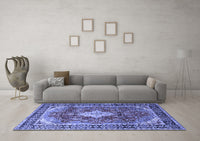 Machine Washable Persian Blue Traditional Rug, wshtr1872blu