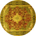 Round Persian Yellow Traditional Rug, tr1872yw