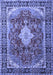 Machine Washable Persian Blue Traditional Rug, wshtr1872blu