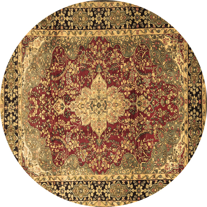 Round Persian Brown Traditional Rug, tr1872brn