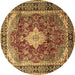 Round Persian Brown Traditional Rug, tr1872brn