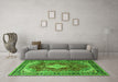 Machine Washable Persian Green Traditional Area Rugs in a Living Room,, wshtr1872grn