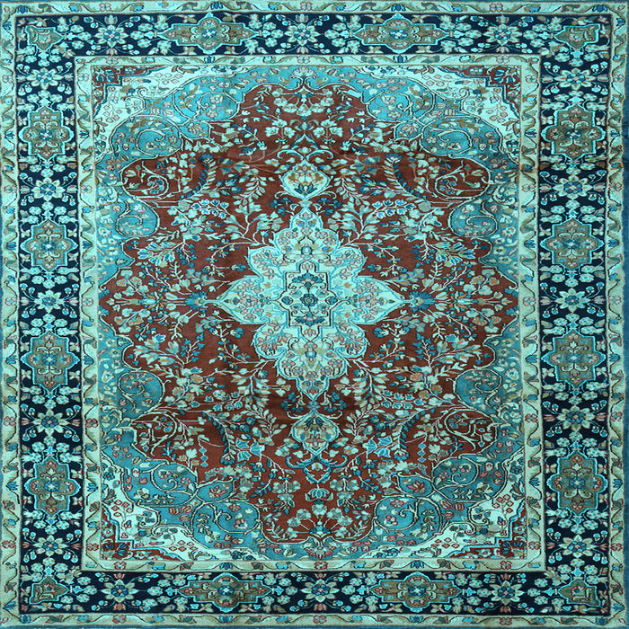 Square Machine Washable Persian Light Blue Traditional Rug, wshtr1872lblu