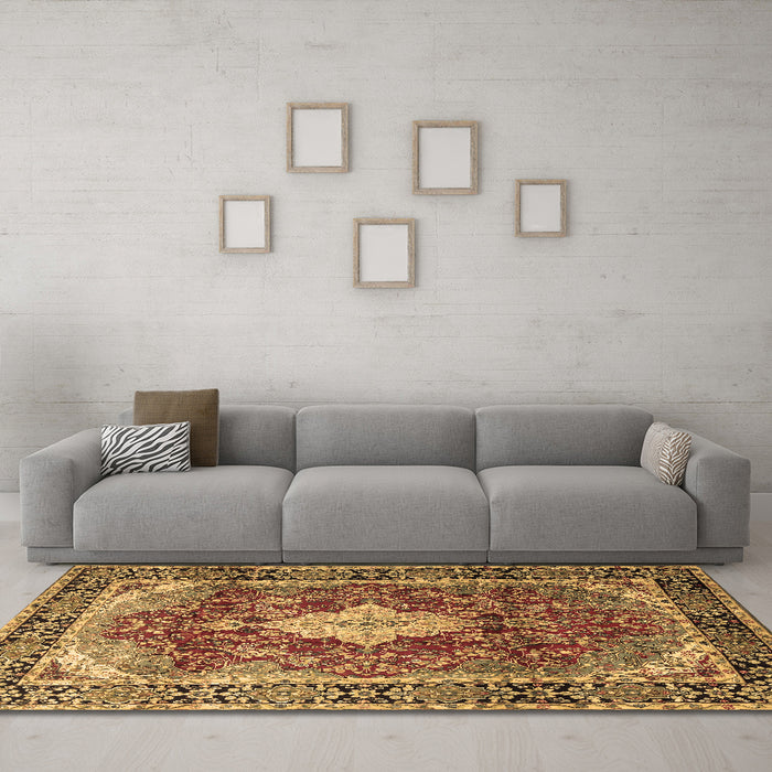 Machine Washable Persian Brown Traditional Rug in a Living Room,, wshtr1872brn