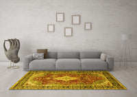 Machine Washable Persian Yellow Traditional Rug, wshtr1872yw