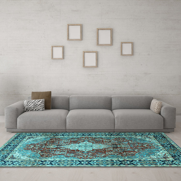 Machine Washable Persian Light Blue Traditional Rug in a Living Room, wshtr1872lblu