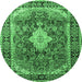 Round Persian Emerald Green Traditional Rug, tr1872emgrn