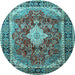 Round Machine Washable Persian Light Blue Traditional Rug, wshtr1872lblu