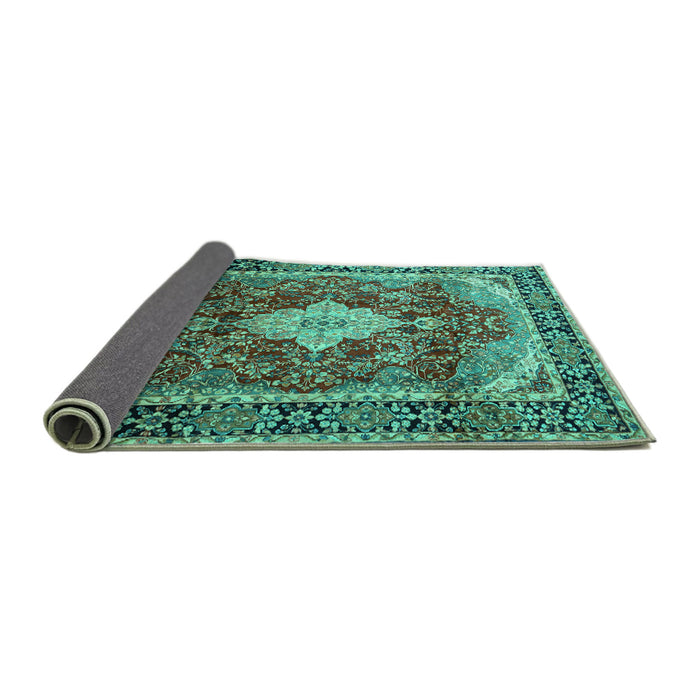 Sideview of Persian Turquoise Traditional Rug, tr1872turq